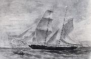 Frederick Garling, Shooner in full sail,leaving Sydney Harbour